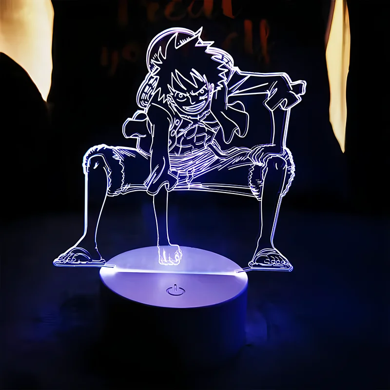 قطعة واحدة لوفي ثلاثية الأبعاد مصباح LED أضواء ليلية زورو أنيمي مصباح الاطفال طاولة لغرفة النوم مصباح المنزل لامبارا الهدايا سطح المكتب الحلي الزخرفية