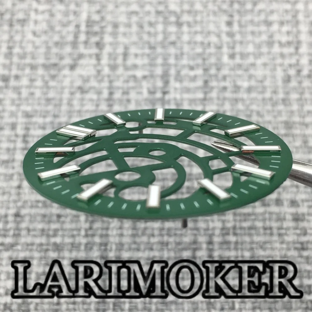 LARIMOKER 31MM Hollow Out White Black Blue Green Watch Dial Green Luminous Watch Hands For NH70 NH72 Movement Replacement Parts