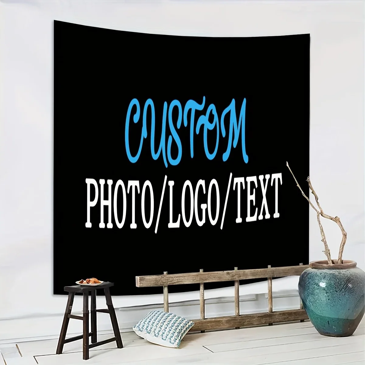 Custom Photo/Text/Logo Tapestry – Upload images and Text; Suitable for Wedding or Birthday Backdrops and Room Decor – Upload You