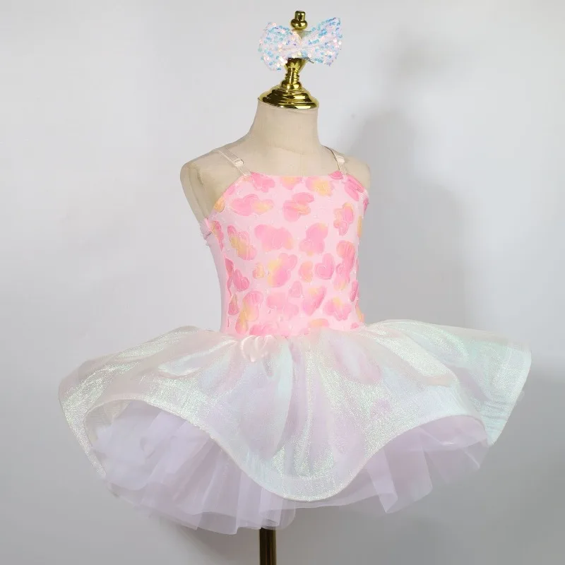 ชุดเดรสแขนพองโปร่งใสสำหรับเด็กผู้หญิง ชุดบัลเล่ต์ ชุดแสดงเต้นรำอนุบาล ชุดเจ้าหญิง เสื้อผ้าเด็ก
