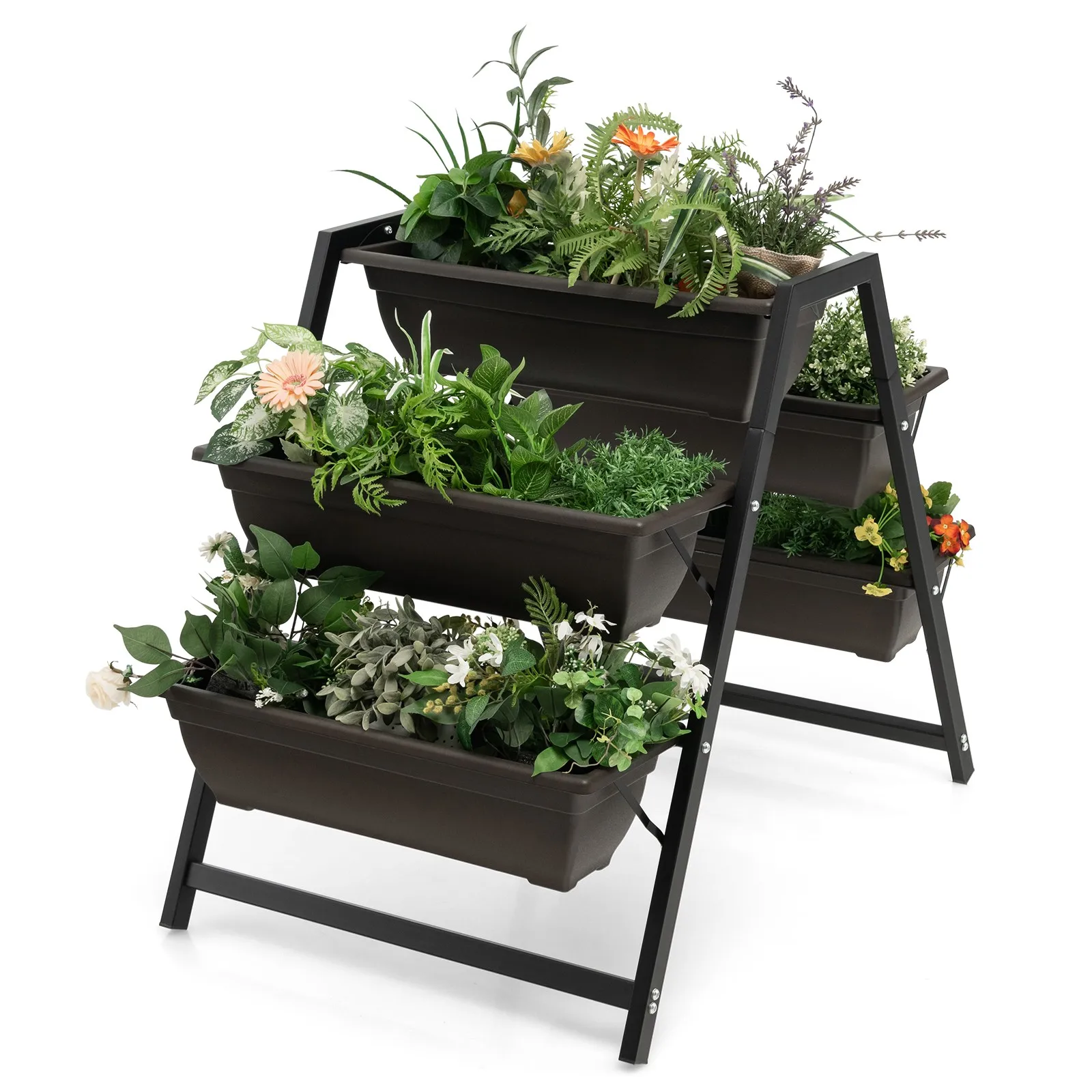 

31" H Raised Garden Bed 3-Tier Vertical Planter w/5 Plant Boxes Indoor Outdoor