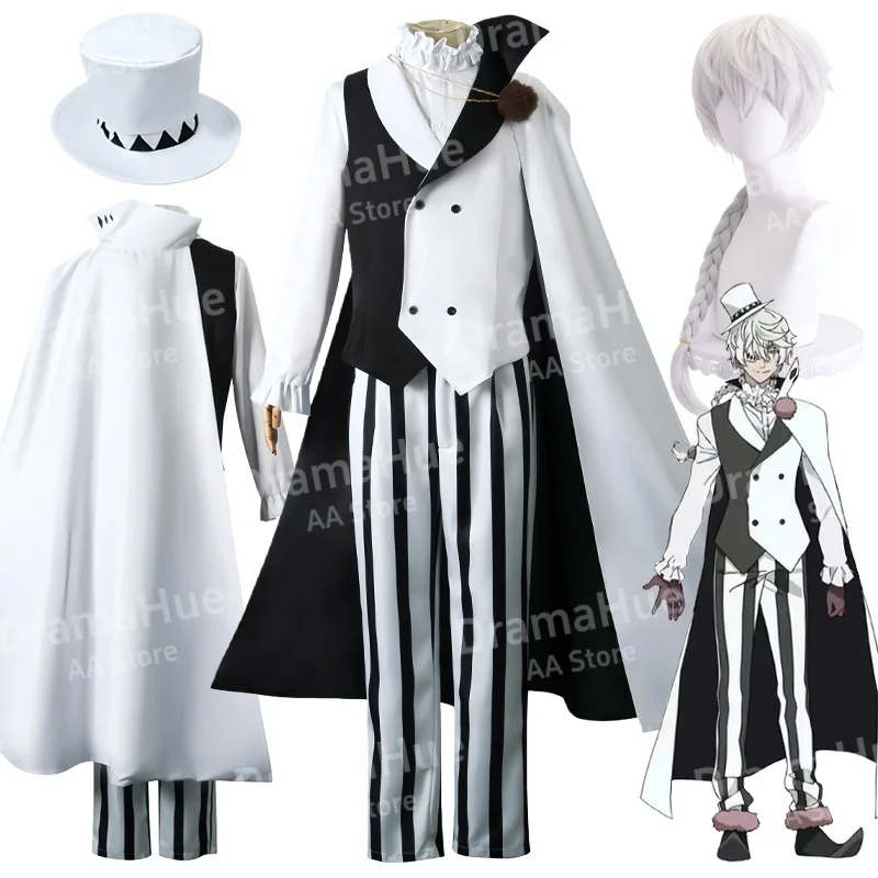 Anime Bungo Cosplay Stray Dogs Nikolai Gogol Cosplay Costumes Tops Vest Pants Cloak Eye Mask Gogol Suits Halloween Cos Adult Men