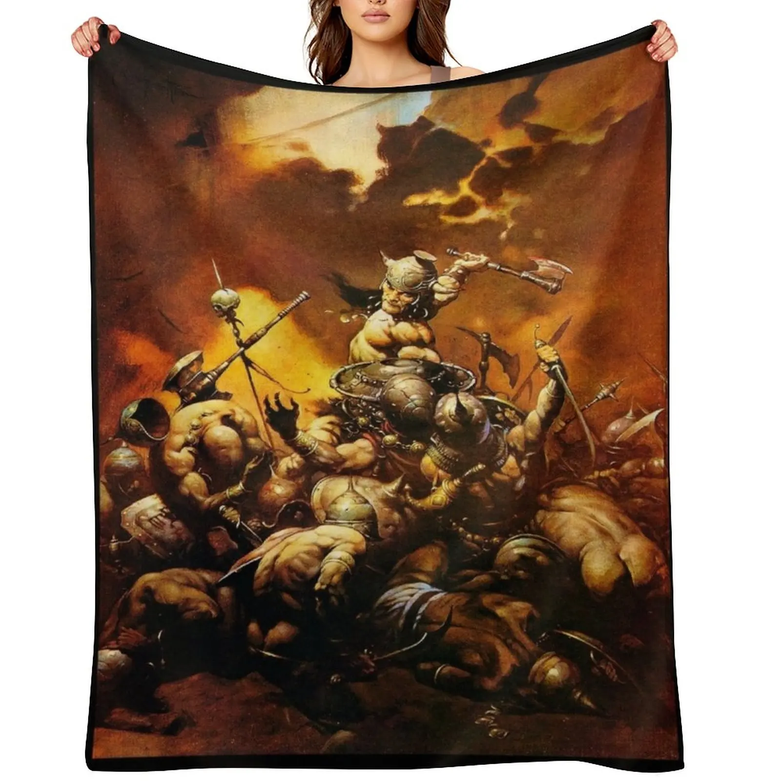 

Frank Frazetta - Conan the barbarian Throw Blanket Bed covers Soft Plush Plaid Sleeping Bag Blankets
