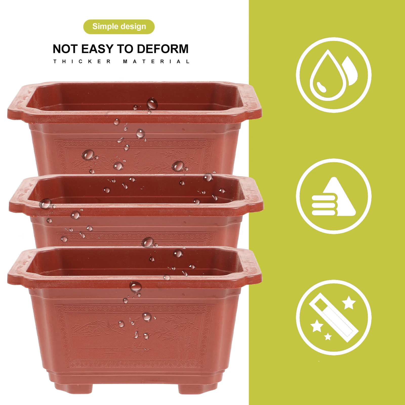

10pcs Thickened Flower Pots Durable Plastic Planters Smooth Surface Red Color Balcony Garden Boxes Vegetable Containers