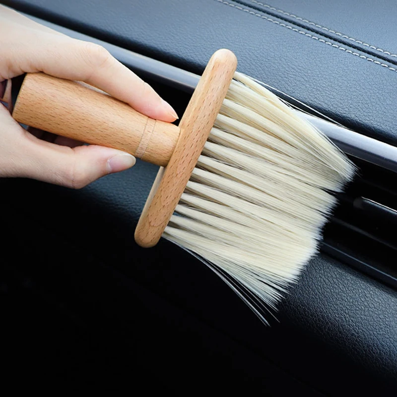 

Car Detailing Brush Wooden Car Interior Cleaning Soft Brush Air Conditioning Vent Brush Dust Removal Auto Washing Cleaner Tools