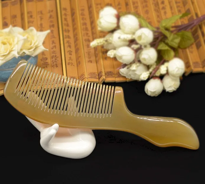 Horn hair care tool, large pointed handle, horn comb, thick and smooth hair comb