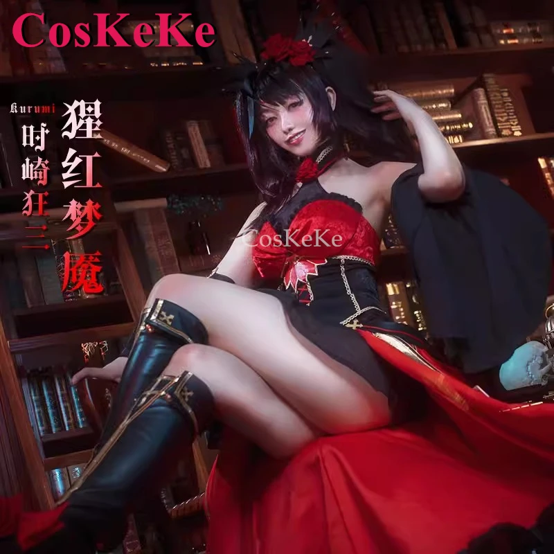 CosKeKe Tokisaki Kurumi Cosplay Anime Date A Live Costume Scarlet Nightmare Uniform Dress Halloween Party Role Play Clothing New