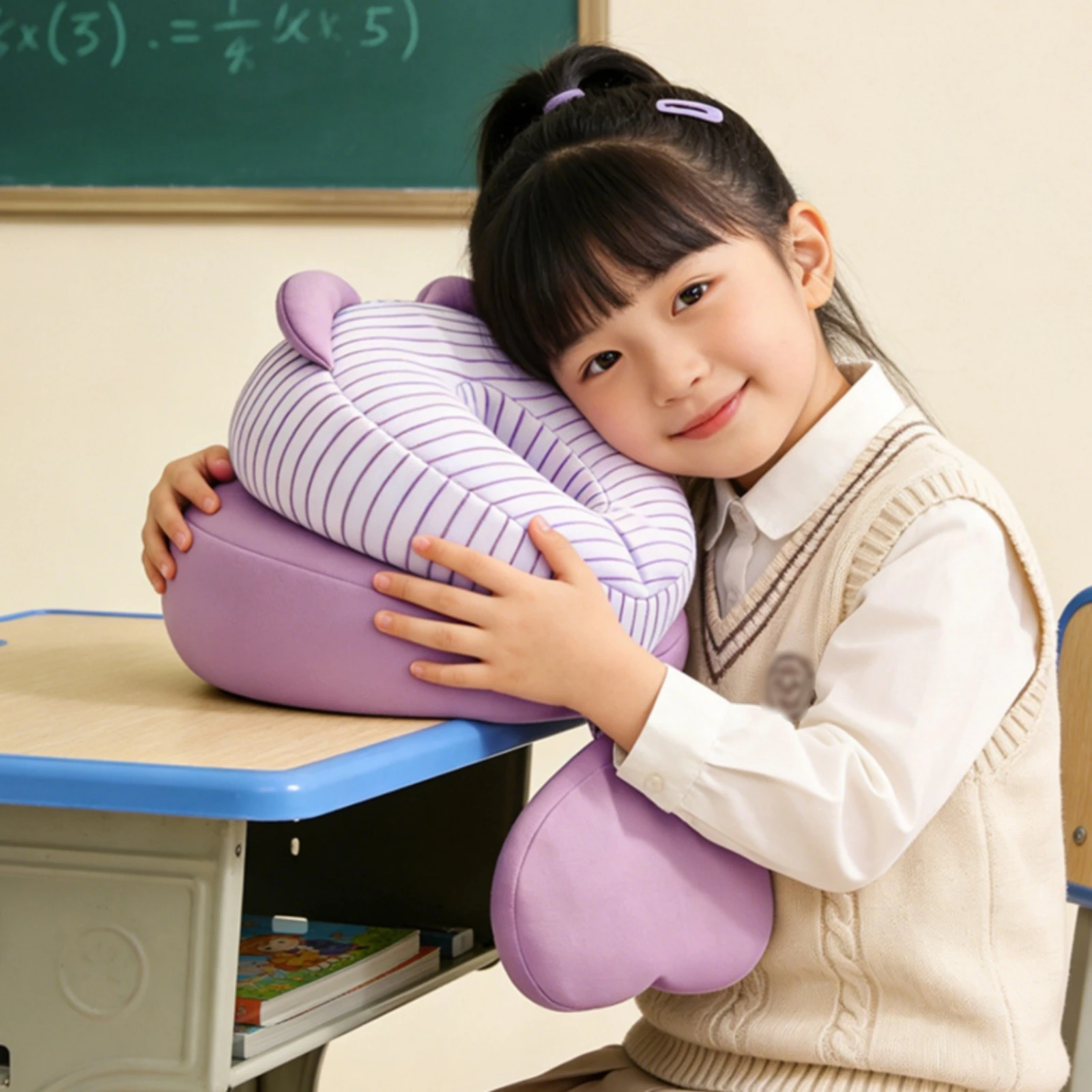 デスクレスト枕-洗える教室用レスト枕-学校用アクセサリー-クッション付きハート型-学生用