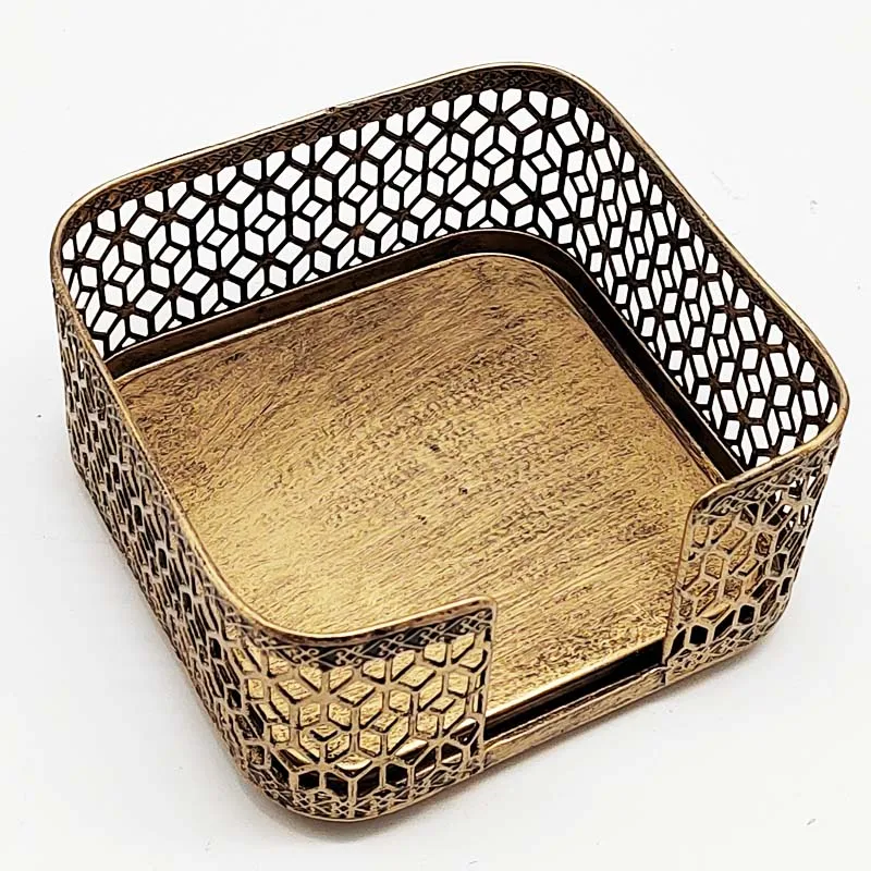 Retro Metal Tissue Box Creative Hollow Decor Western Restaurant Napkin Organizer Living Room Desktop Paper Box Home Decoration