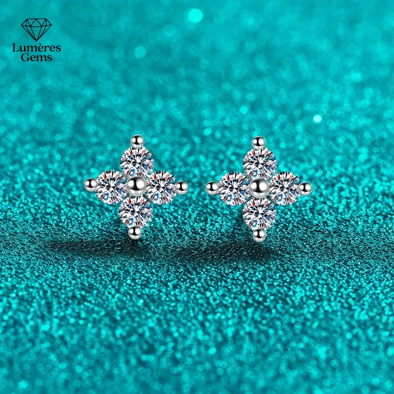 

18-каратное золото PT950 Platinum Moissanous 0,8 карата для женских звезд, простой и холодный стиль, высококачественные серьги с индивидуальностью