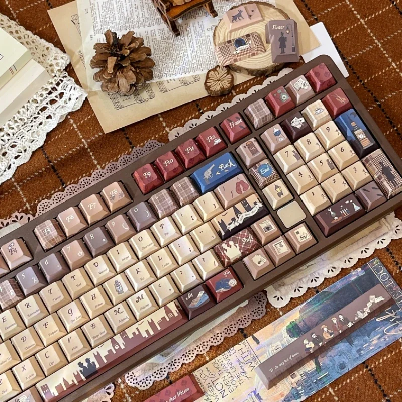 Sleepy Sheep Holmes' Dinner Party Keycaps Custom PBT Cherry /SO Profile Keycap Cute 5-side Dye-sub Cartoon Anime Point Key Cap