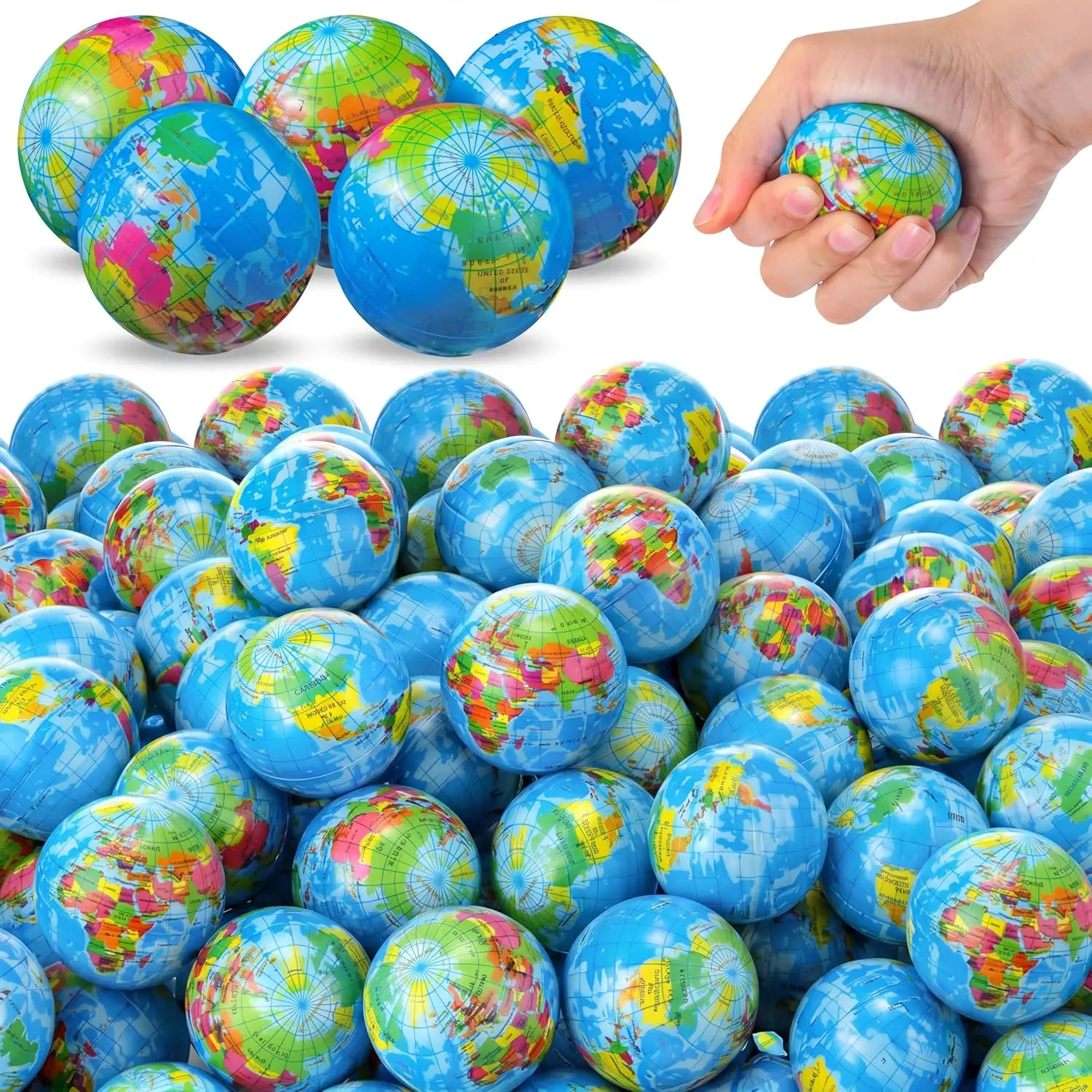 200 Pcs Globe Mini Earth World Balls 2 Inch