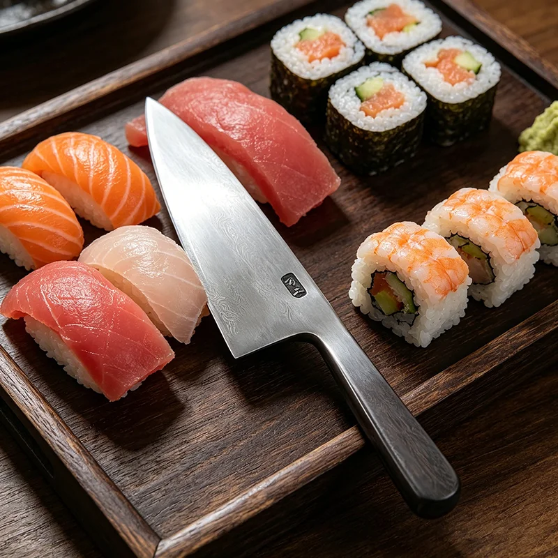 8.3 Inch Chef's Knife 300+ Layers Damascus Steel Blade Slicing Sushi Cleaver Sashimi All-in-one Handmade Forged Kitchen Knife