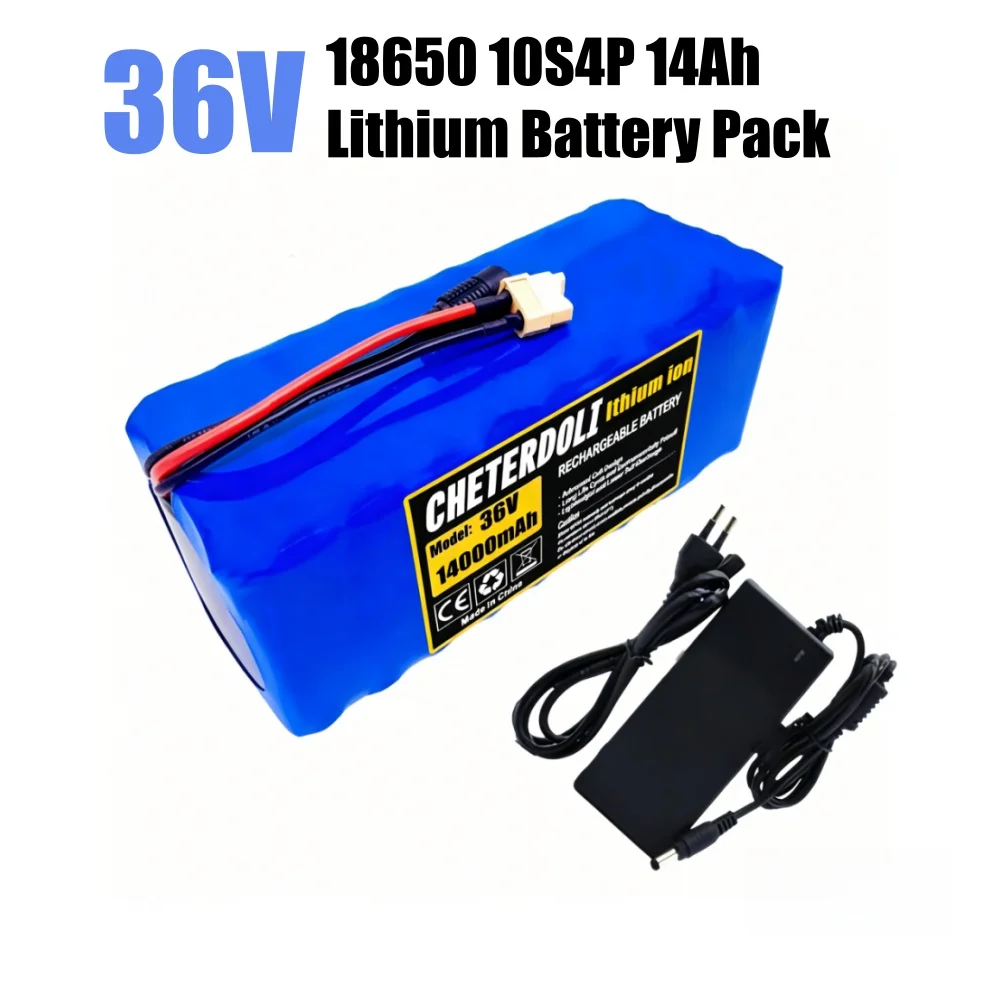 10S4P 36V 14000mAh Electric Scooter Battery 18650 10S4P 500W High Power Batteries 42V 14000mAh with BMS Protection+Charger