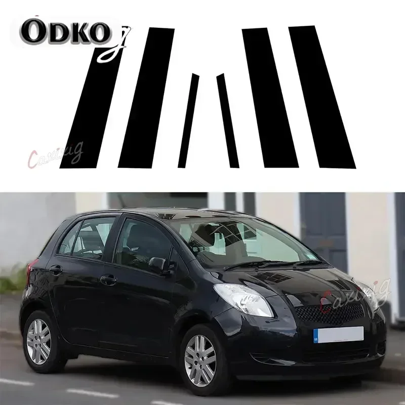 6Pcs for Toyota Yaris XP90 5-Door Hatchback 2006-2011 Door Window Pillar Posts Trim Molding Cover Stickers Accessories