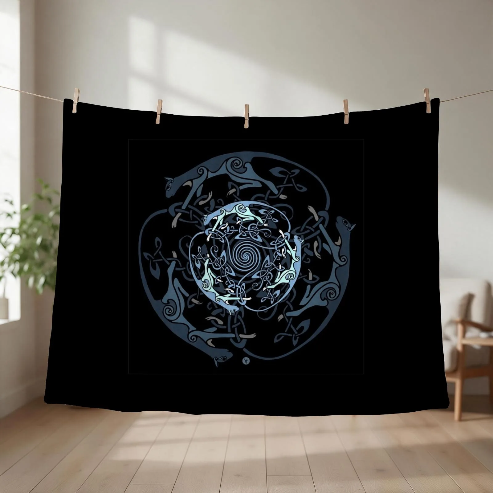 Feline Celtic Triskelle Throw Blanket couch cozy soft plush fuzzy picnic outdoor blanket