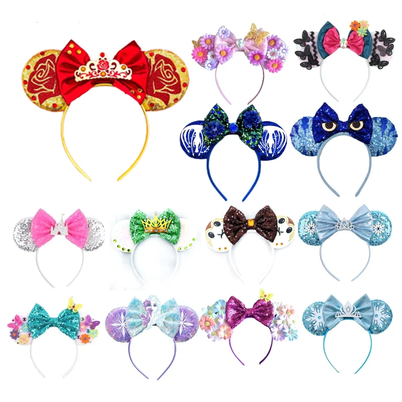 New Chic Mickey Mouse Ears Headband Big Beautiful Bow Sequins Hairband Women Birthday Gift Girls Kids Party Hair Accessorie