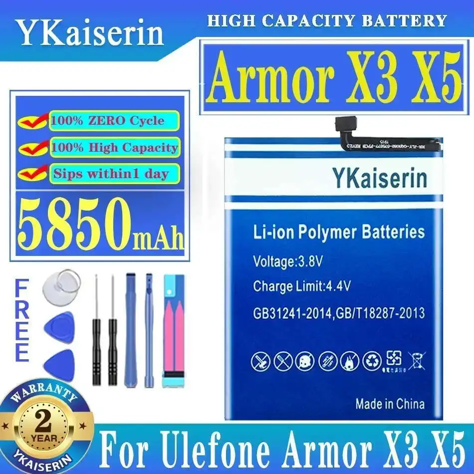 

5850Mah For Ulefone Armor X3 X5 Mobile Phone Battery High Capacity