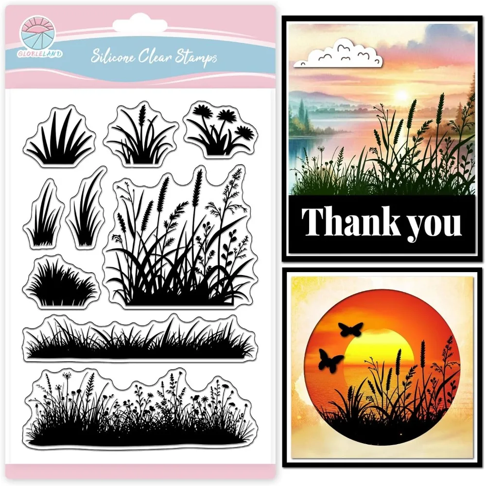 Grass Silhouette Clear Stamps for Card Making Wildflowers Clear Stamps Weed Transparent Stamp Seal for DIY Scrapbooking