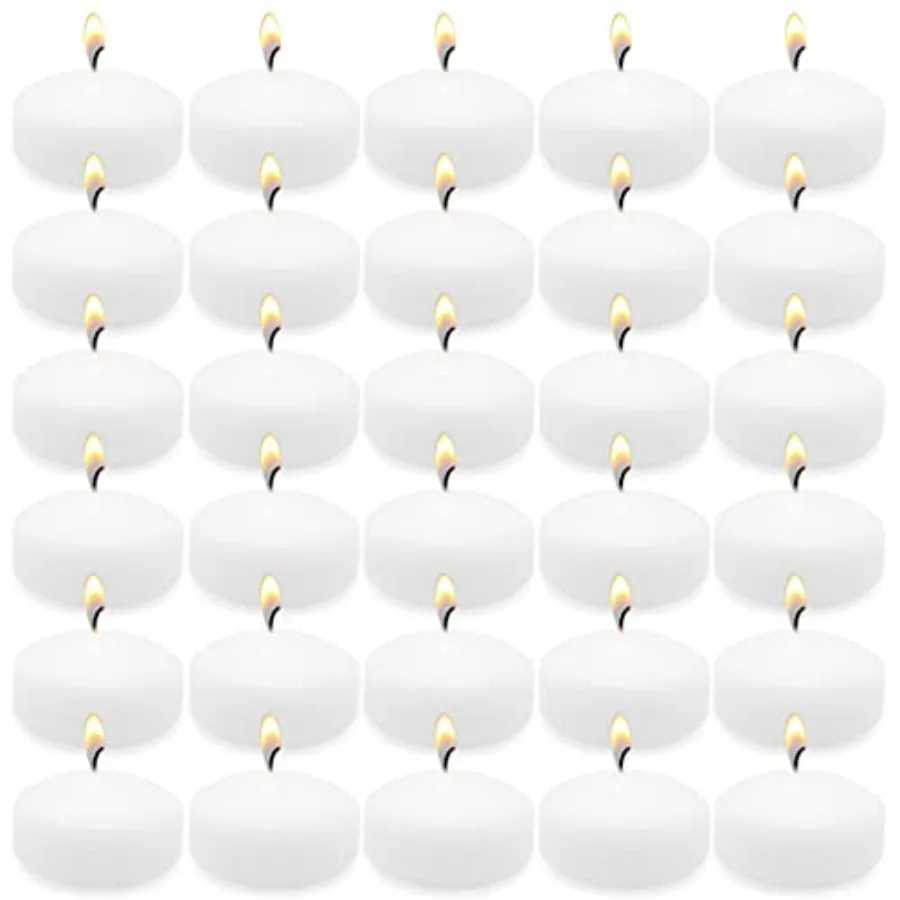 6 Hour White Floating Candles 2 Inch Unscented Small Pool Water Wax Candles for Cylinder Vase Centerpiece at Wedding Party Holi