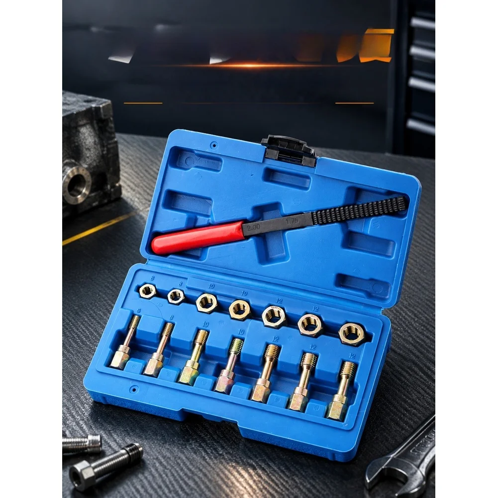 Mechanic Grade Thread Repair Kit 15pcs Carbon Steel Files with Compact Storage Case for For m6 M8 Applications