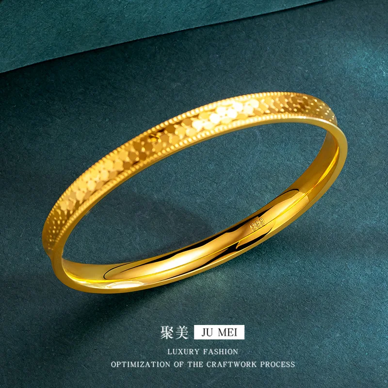 Viora Jewelry Luxury 24K 9999 Pure Gold real gold Dragon Scale Bracelet Sparkling Thickened Dragon Scale Bracelet