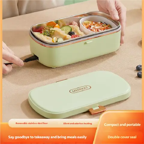 Electric Lunch Box Portable Food Warmer Water Free Bento Box Stainless Steel Food Warmer Office Food Lunch Box Electric Heater