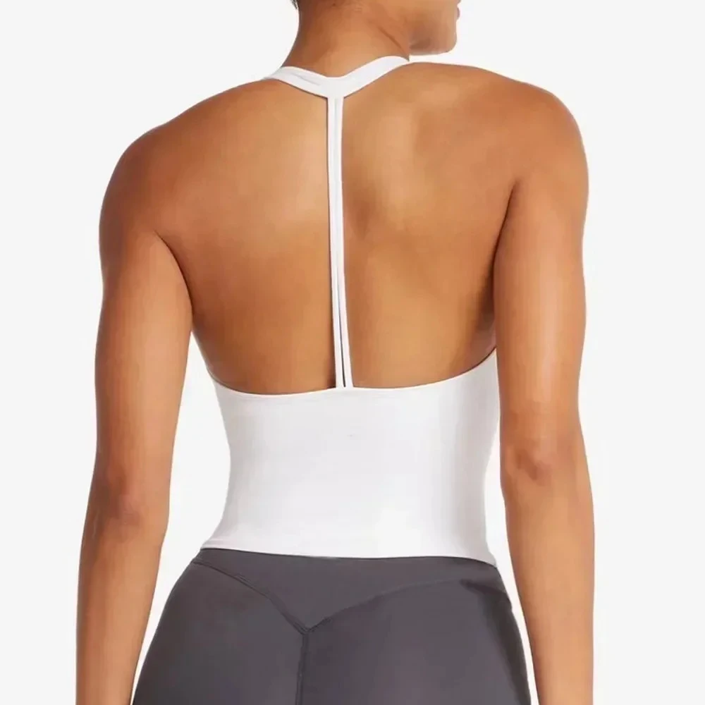 Women sexy halter halter fitness wear Yoga vest with chest pad Sports bra Sports shorts Yoga fitness clothing image 5