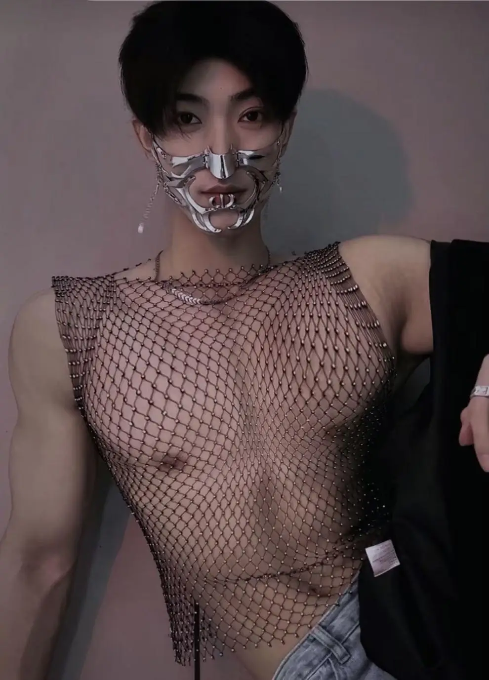 Flash Diamond Sexy Men's T-shirt Vest Transparent