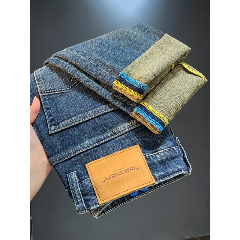 Men's Fashion jeans 2024 New retro simple slim fit high end elastic pants