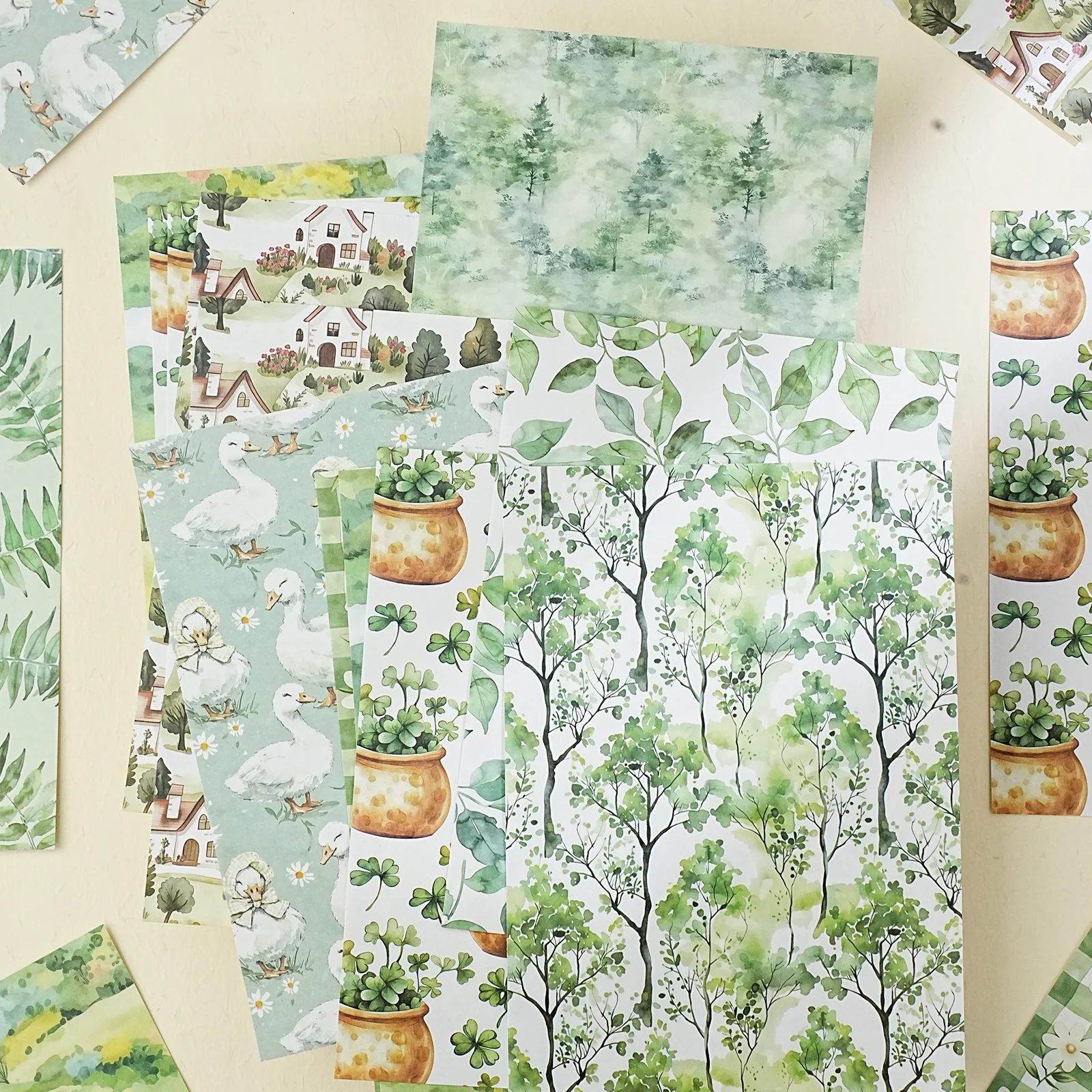 Etori Life Cloud Flower Path Series 30 Sheets Classic Vintage Artistic Journal Floral Pattern White Kraft Paper Material Suitable for Student Gift Bags, Gift Box Packaging, Room Decoration, Handmade Scrapbooking Supplies, Office Decoration Accessories, Vintage Parties, Wallpaper, Card Making, Gifts for Friends