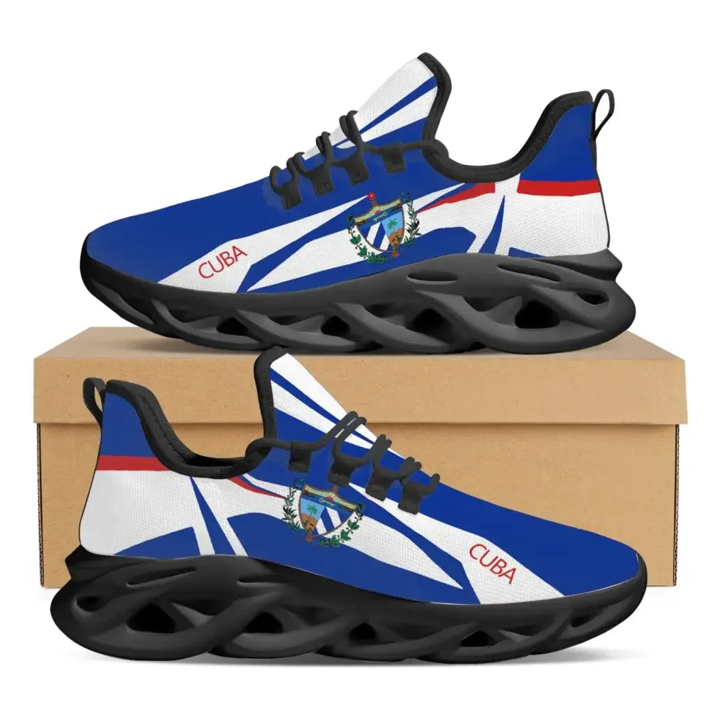 Cuba Flag Sneakers For Women Cuban Flag Designer Comfortable Lace Up Platform Sneakers Lightweight Women Footwear
