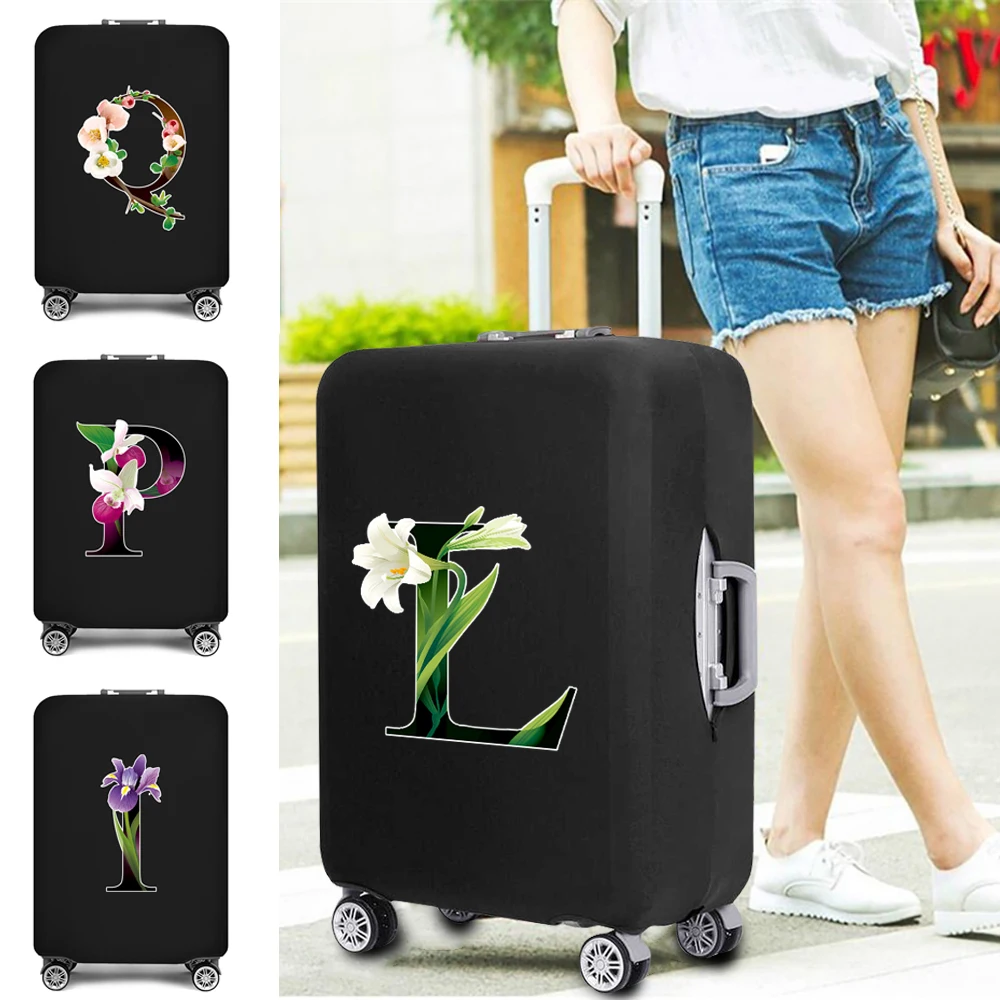 Luggage Cover Elastic Travel Trolley Suitcase Protective Baggage Cover 26 Flower Color Letter Printed Fashion Travel Accessories