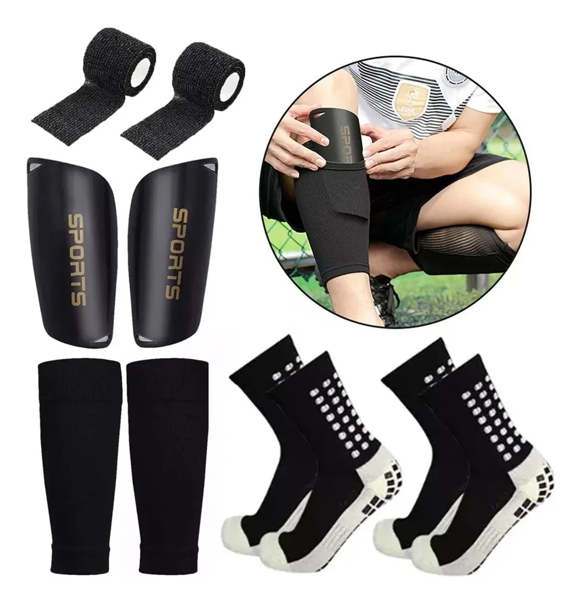 

Anti slip football garter middle tube and leg guard