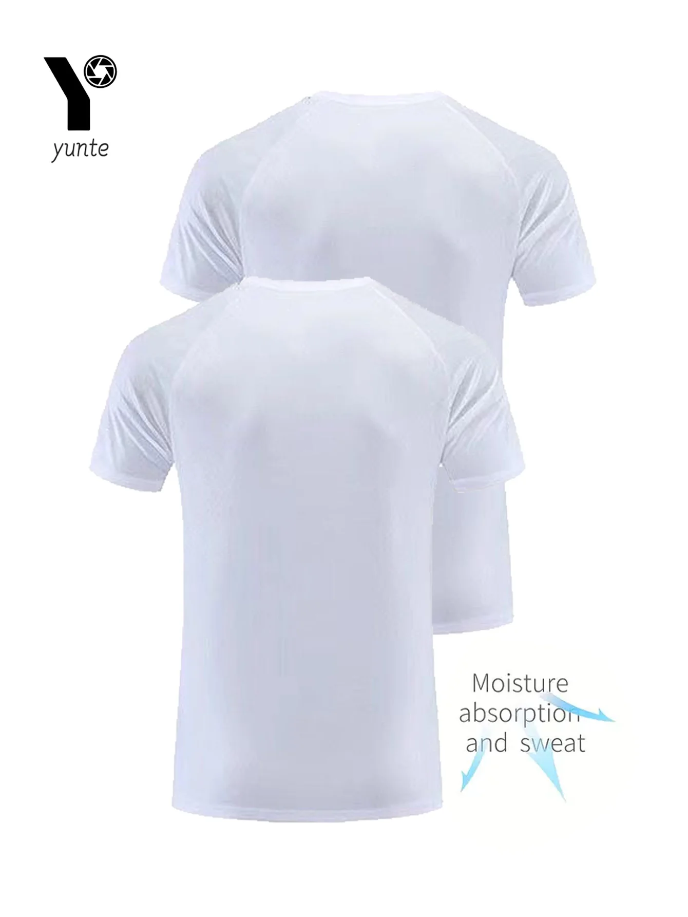 Round Neck T-Shirt 2-Pack White Ultra-Light Men's Quick Drying Breathable Sweat-Absorbent Shirt Suitable for Fitness Gym and Run