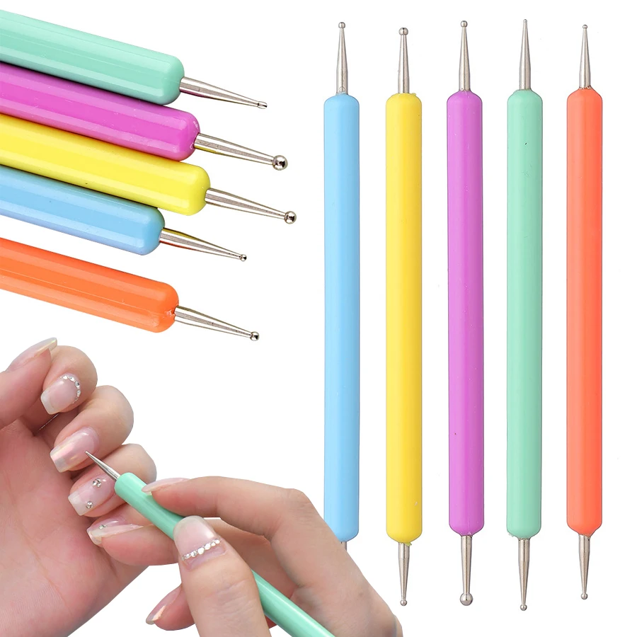 Description Picture 2 of item5Pcs Candy Colors Nail Art Dotting Pens, Dual-ended Drawing Painting Rhinestones Picker Manicure Tools