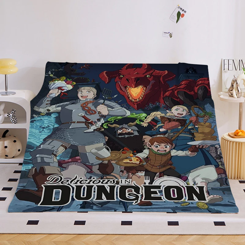 

Custom Blanket Sofa Dungeon Meshi Anime Warm Bed Fleece Camping Nap Fluffy Soft Blankets for Winter King Size Microfiber Bedding