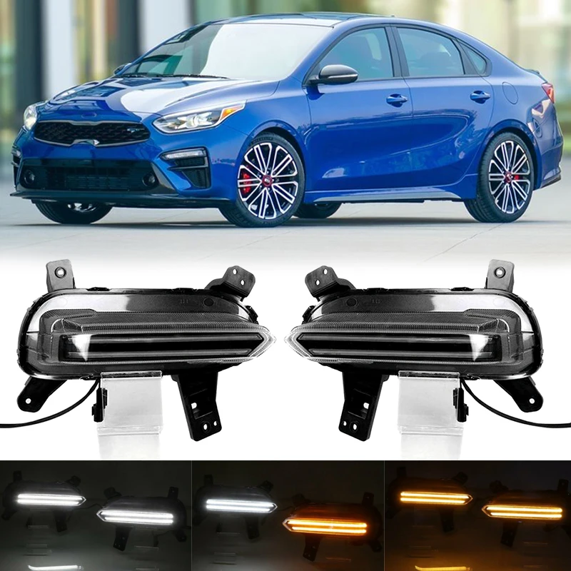 

LED DRL Car Daytime Running Light Front Fog Lamps with Turn Signal Assembly Accessories For Kia K3 Forte Cerato 2019 2020 2021