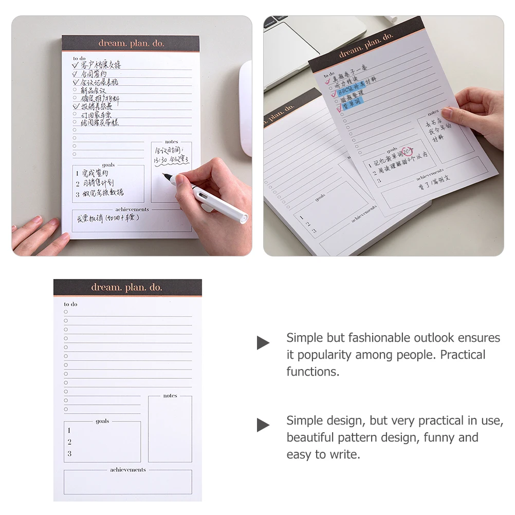 Learning Plan Book Daily Tear Off Notepad Time Management Grocery List Notebook Punch Planner Student Teacher Memo Pad Pregnancy