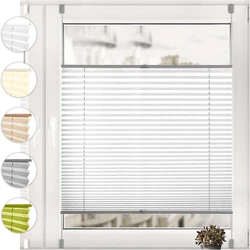Pleated Blind, Klemmfix, No Drilling,Folding Roller Blind, Window Blind for Doors and Windows, Opaque, Privacy Protection,