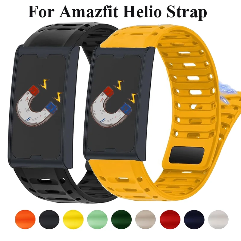 22 mm atmungsaktives Band für Amazfit Helio, magnetisches Silikonarmband für Amazfit Balance 2/GTR 4 3 2e/Bip 6 5/Cheetah Pro-Round