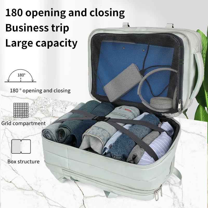 Mochila para laptop de viagem 35L, unissex, à prova d'água, adequada para laptops de 17,3 polegadas, com porta de carregamento USB