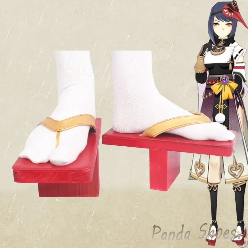 Genshinimpact Kujou Sara Cosplay scarpe Anime Game Cos zoccoli stivali rossi Kujou Sara Cosplay Costume Prop scarpe per la festa di Halloween