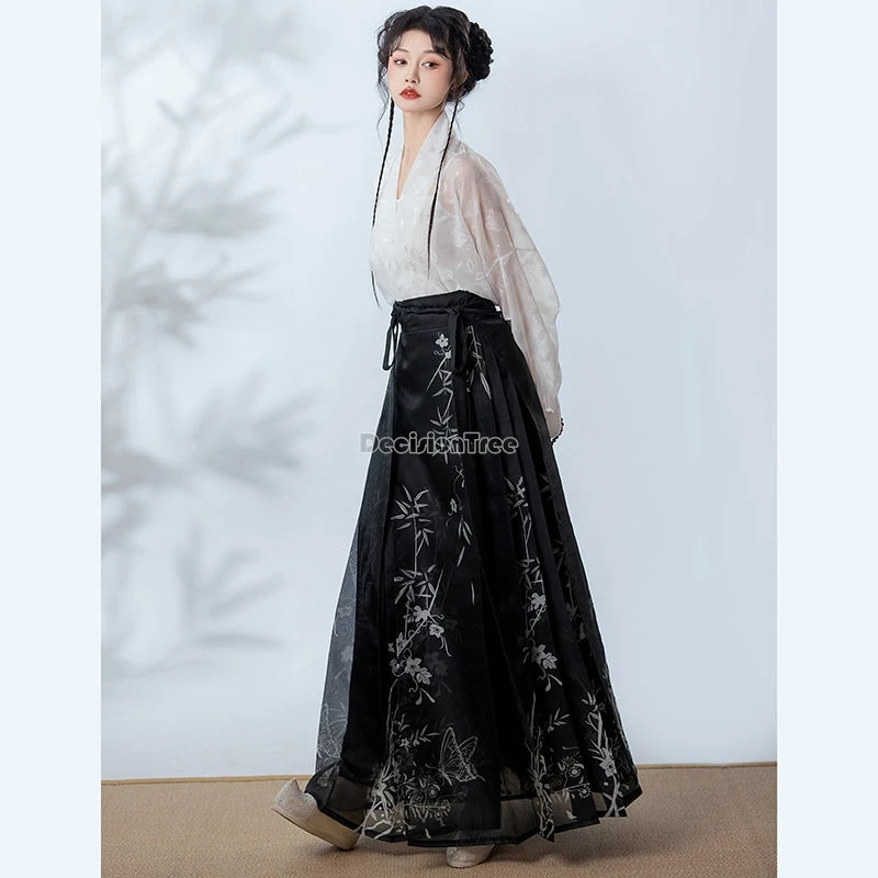 2024 jacquard printing hanfu set ming made daily improved elegant leisure set chinese style literature art vintage zen garment