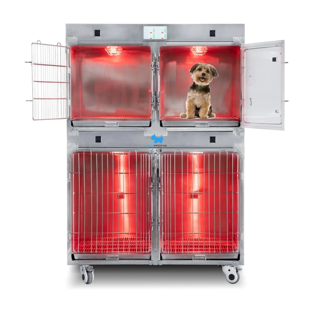 

Luxury Stainless Steel Veterinary Intensive Care Unit for Dogs for Hospital Vet Clinic or Cage High-End Kennel