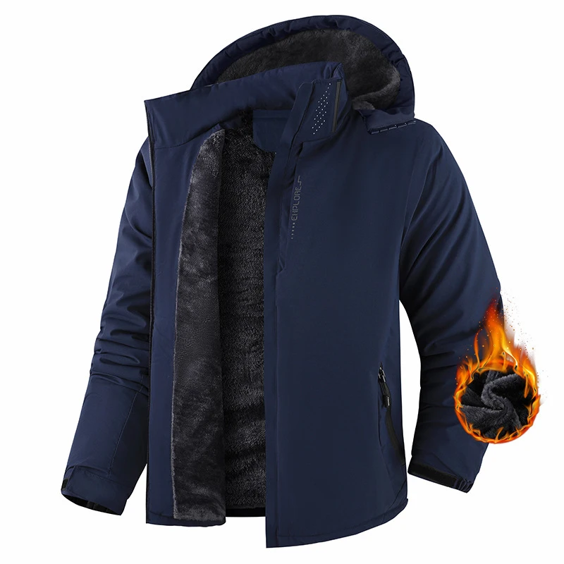 Winter Men's Fluffy Thicken plus Size Warm Cotton Jacket Outdoor Windproof Waterproof Shell Coat New Arrival