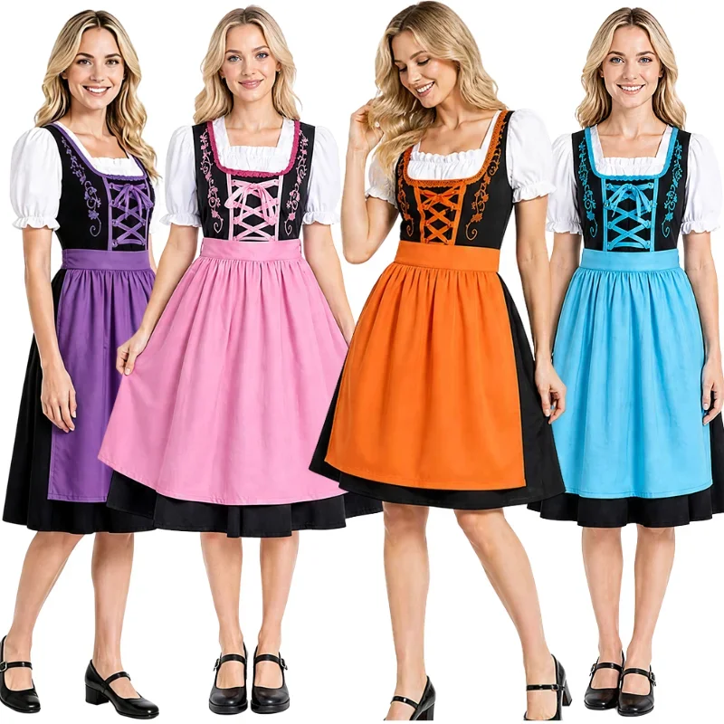 Oktoberfest-Kostüm für Damen Deutsches Bayerisches Traditionelles Dirndl-Kleid Oktoberfest-Festivals Biermädchen Halloween Karnevalskostüm