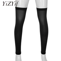 YiZYiF Mens Sexy Stocking Thigh High Full Leg Sleeve Footless Knee Brace Thigh and Calf Support Socks Stretchy Stockings For Men