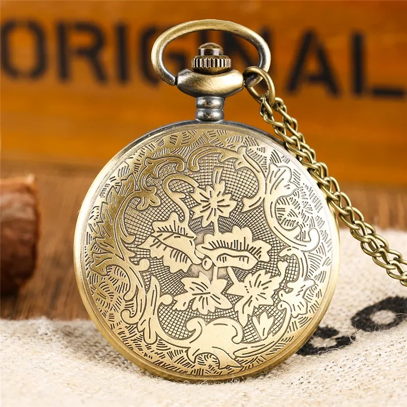 Retro Masonic Freemason Design Men Women Pocket Watch Quartz Analog Display G Pattern Freemasonry Necklace Chain Clock