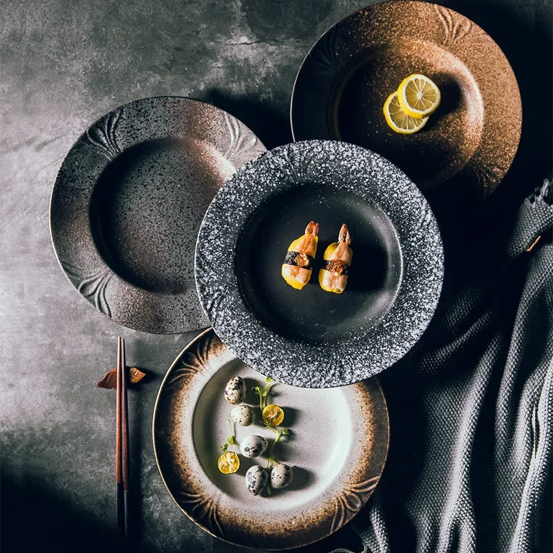 LingAo-Japanese Wide-sided Wing Plate, Ceramic Creative Steak Pasta